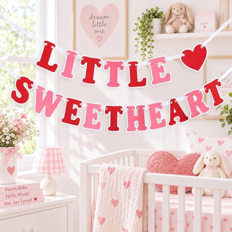 Little Sweetheart Banner, Baby Shower Party Decor, Handmade Cardstock Garland