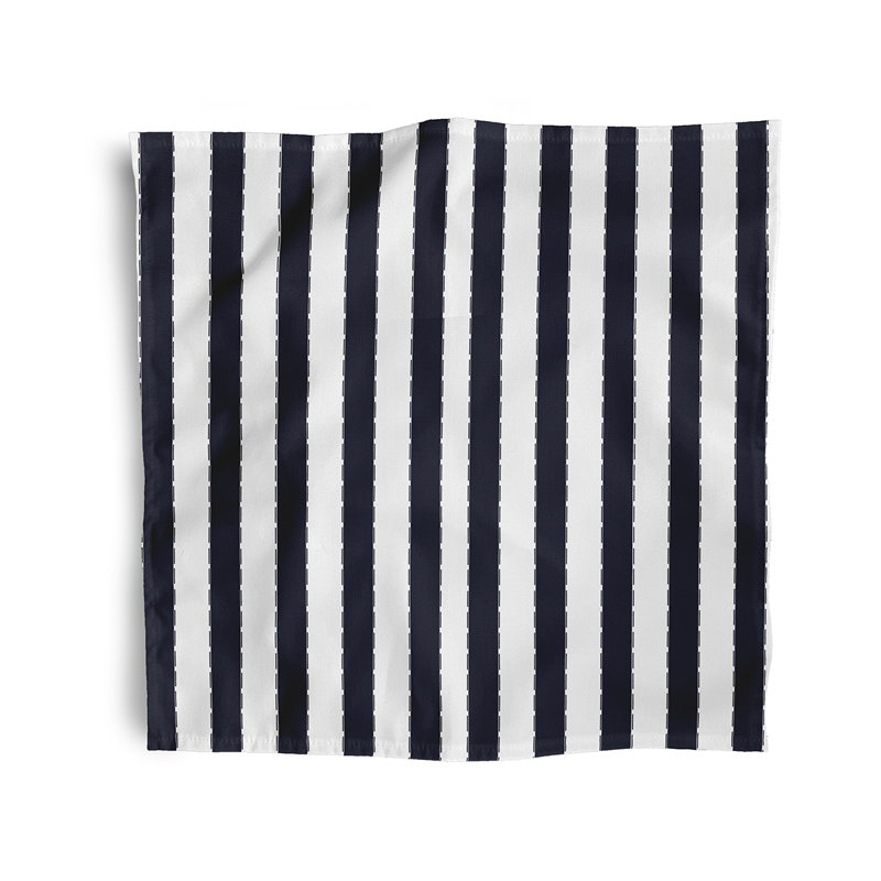 Stitch In Time Polyester Striped Square Napkin, 18" W x 18" L, Navy Blue
