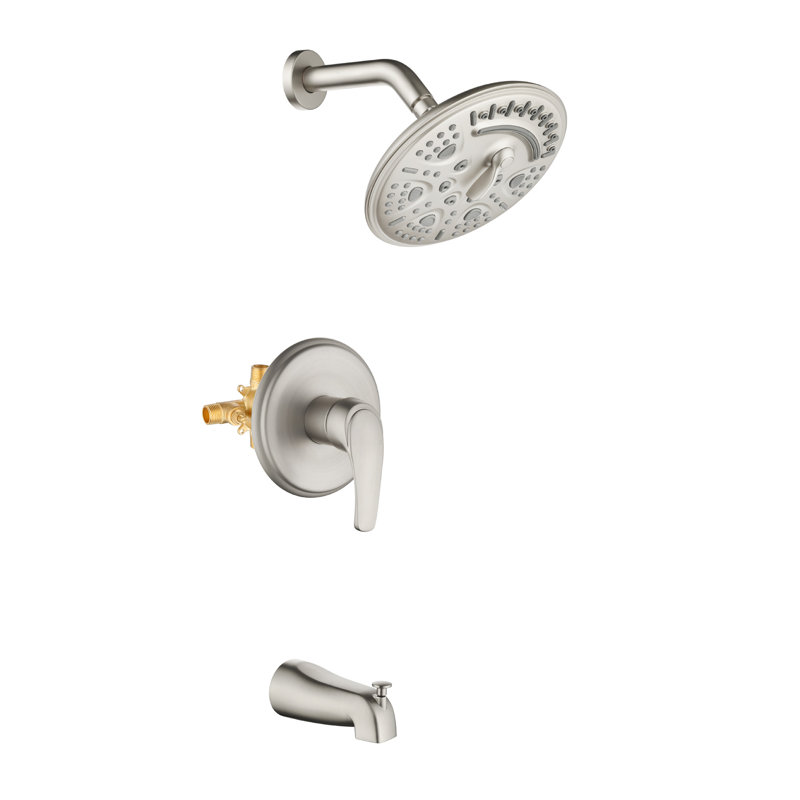Pressure-Balanced (Temperature Control Only) Tub & Shower Faucet with Rough in-Valve, Brushed Nickel