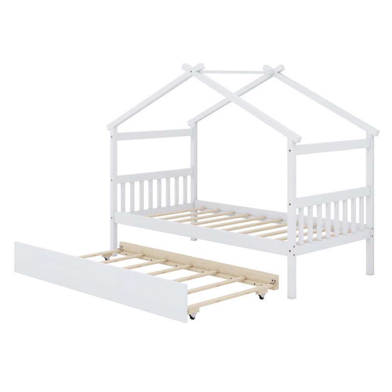 Lit en bois avec lit gigogne, blanc