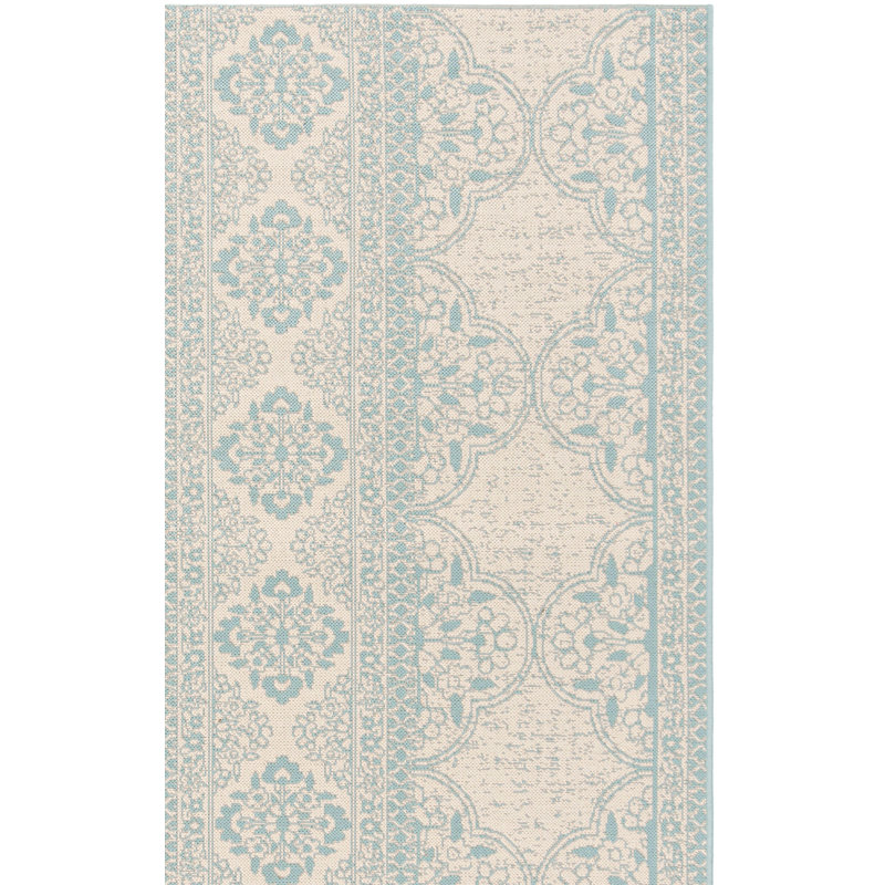 Tapis intérieur / extérieur turquoise / crème Danya, Carré 8 pi