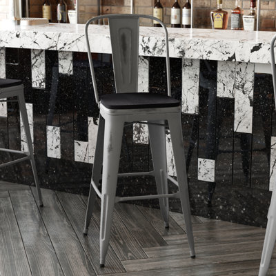 Brian-Thomas Indoor Counter Height Stool with Poly Resin Colorful Seat by Williston Forge