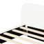 Grand lit rembourré White Boucle, bois de haute qualité, structure stable de taille de matelas de 8 pouces, 3 pieds de soutien centraux, pièce maîtresse idéale pour la chambre à coucher