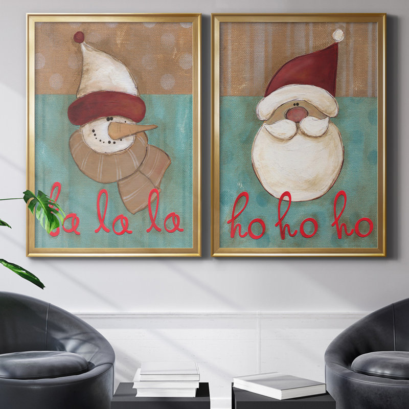 FaLaLa with Strip Dot - ensemble de 2 peintures, H 22,5 po x l 61 po x P 1,5 po, Toile encadrée dorée, Pas de tapis