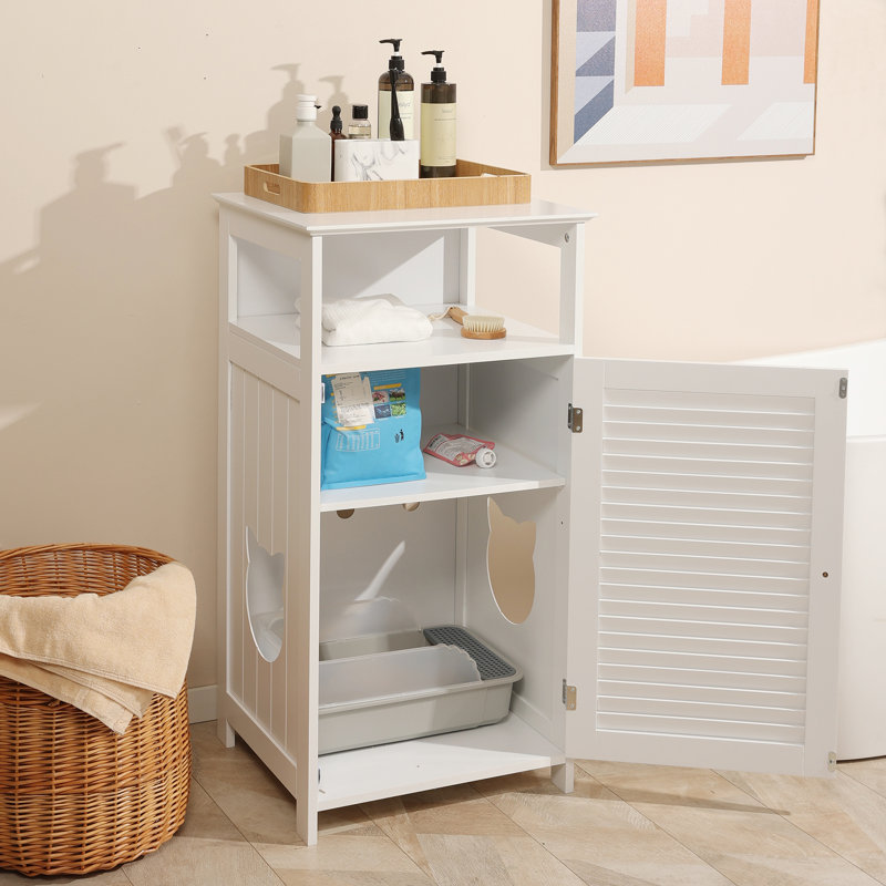 Enceinte de litière en bois pour chat