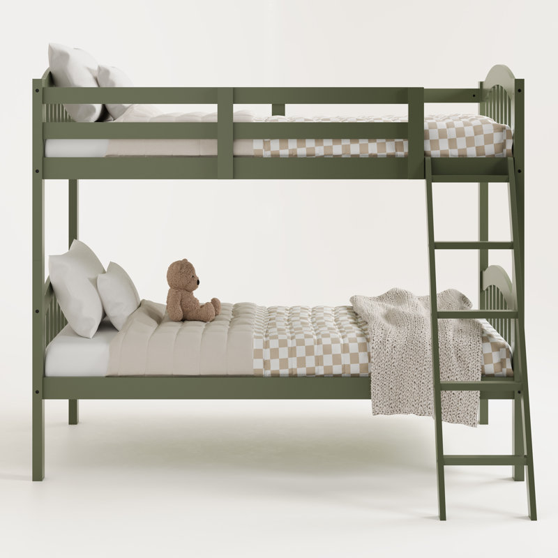 Olive Twin Over Twin Wood Bunk Bed with Drawers