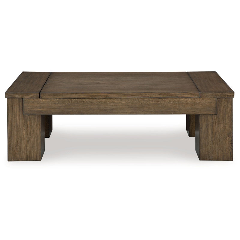 Table basse à plateau relevable Wain, bois massif brun rustique de 54 pouces