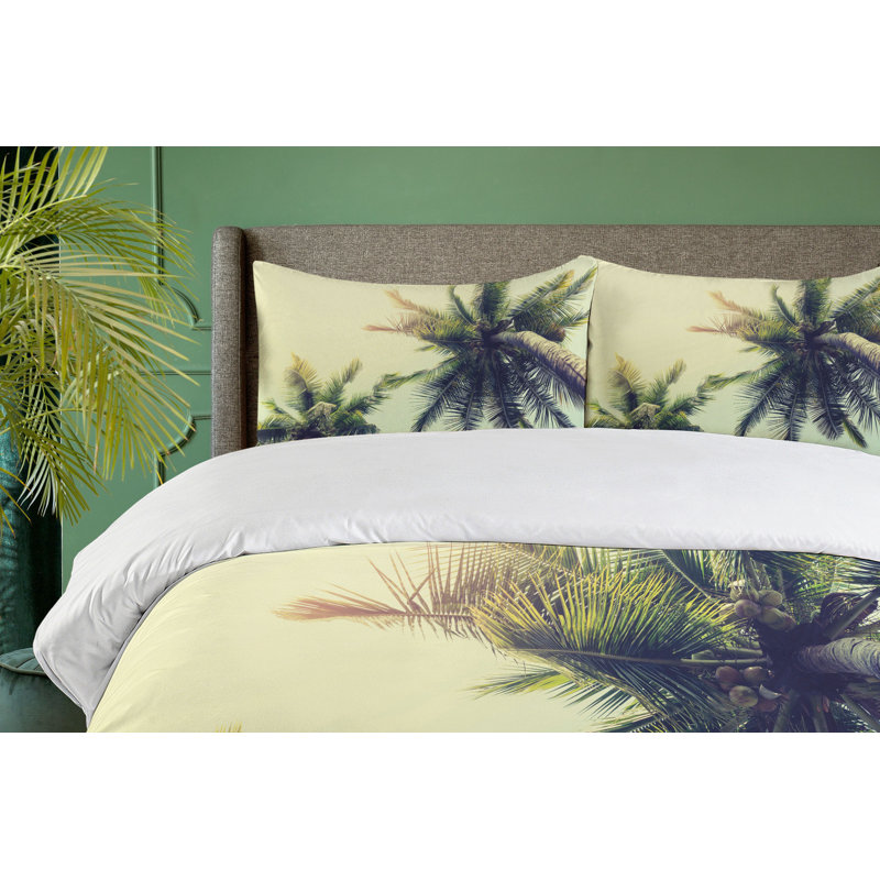 Twin Size Palm Tree Tropical Beach Duvet Cover Set