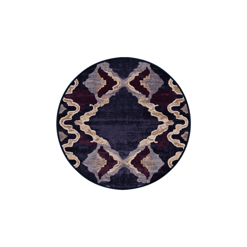 Machine Washable Purple Area Rug, Round 6'