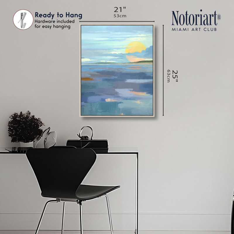 «Blue Skies Coastal Decor» par Notoriart, H 20 po x l 24 po, Cadre argenté