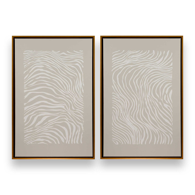 Whisper Lines Set of 2 Prints, 12" x 8", Polished Gold Floater Frame