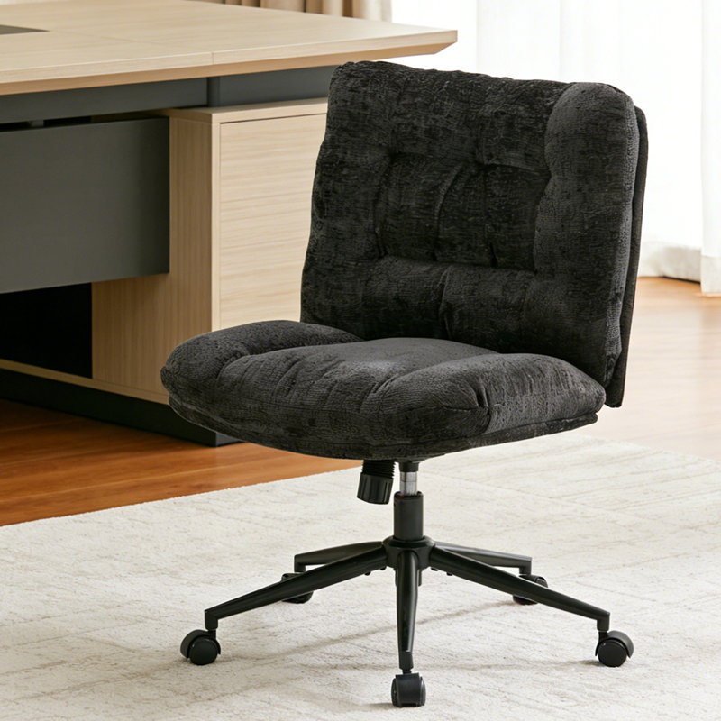 Upholstered Chenille Swivel Armless, Gray Chenille