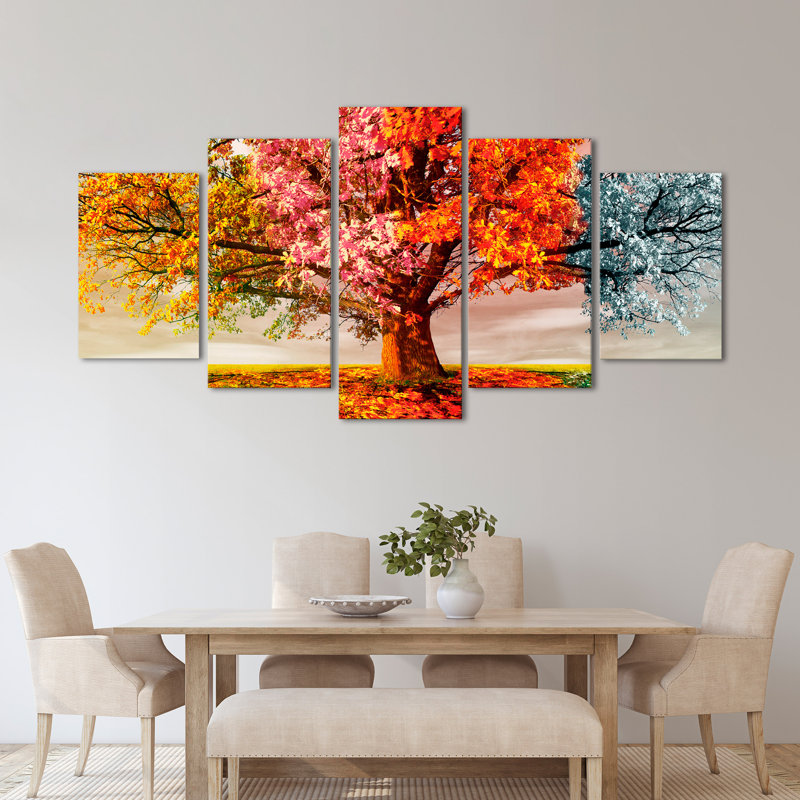 5 Piece No Frame Print on Canvas, 100cm H x 200cm W