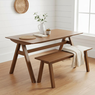 59” Solid Wood Rustic Farmhouse Dining Table For 4–6 Seaters