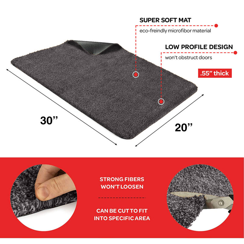 Gray Non-Slip PVC Backing Outdoor Doormat