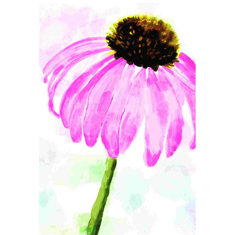 Watercolor Coneflower - peinture sur toile tendue, H 12 po x l 8 po