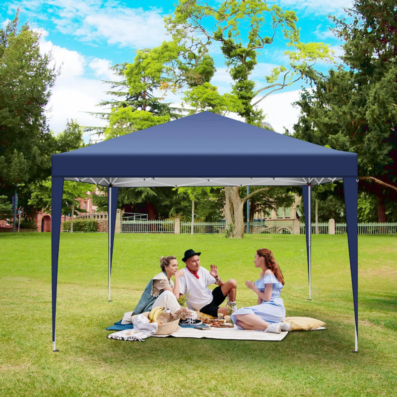 3 x 3m Gazebo, Waterproof Folding Tent with 4 Side Panels, Dark Blue