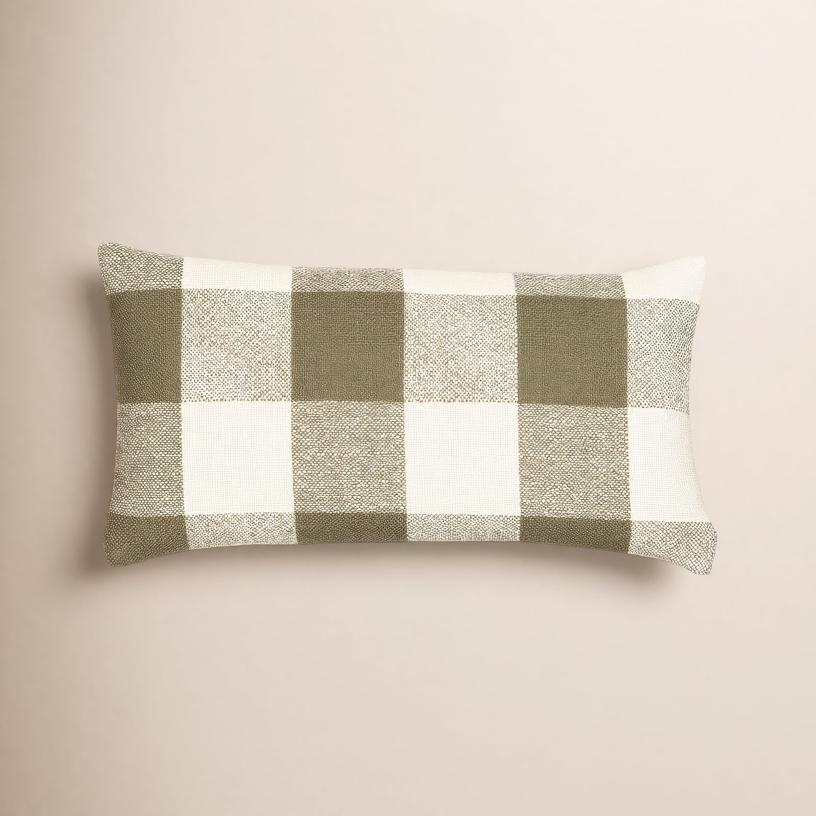 26" x 14" Throw Pillow, Green Checkered, Feather