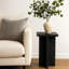 Table de bout d'appoint Tely, plateau carré en ardoise noire de 12 pouces, base en X