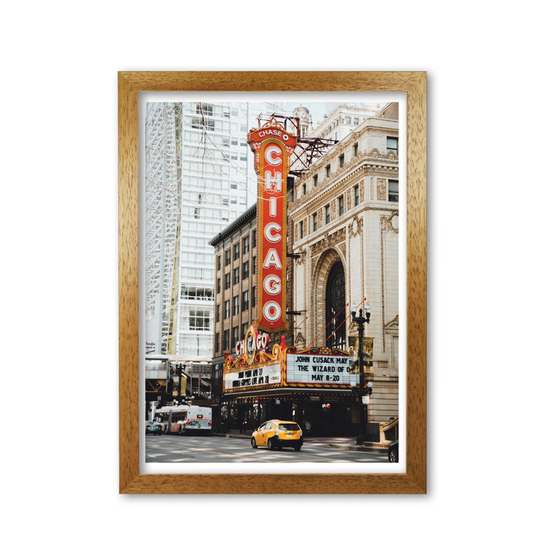 Retro Chicago Theatre - Print, Honey Oak Frame, 42 cm H x 30 cm W x 5 cm D