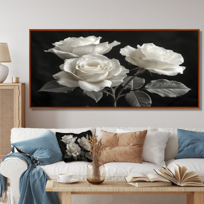 Monochrome black and white Roses bloom II - Roses Wall Art
