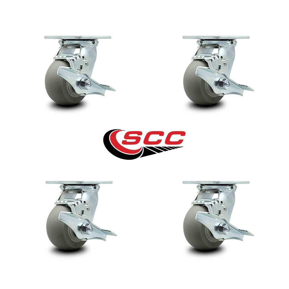 Creative Industrial Sales 5 X 1-1/4 Swivel Caster – Thermoplastic Soft Rubber Non-Marking Wheel 300lb