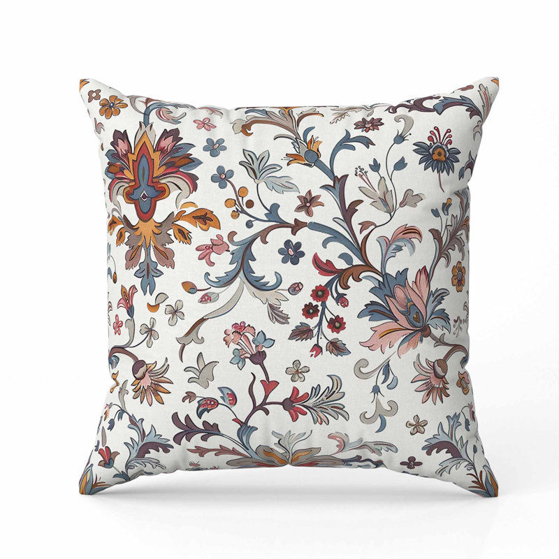 Oreiller floral en faux suède Naqash, Carré 20 po