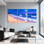 Abstrait plage, vagues, mouettes, coucher de soleil, océan, lune de sable, ensemble de 3 impressions sur toile-811454108