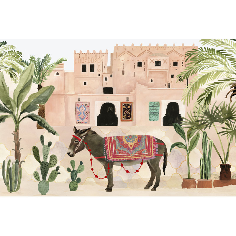 Meet Me In Marrakech A by Victoria Borges - Painting on Canvas, 81cm H x 122cm W, Black Floater Framed