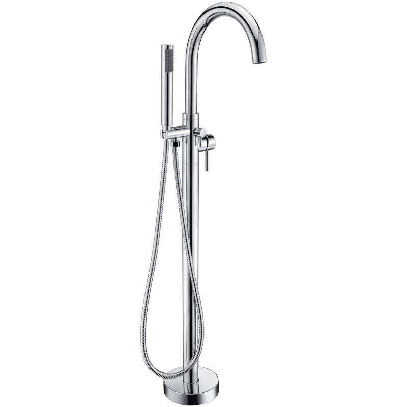 2 Handle Floor Clawfoot Tub Faucet with Diverter, Polished Chrome