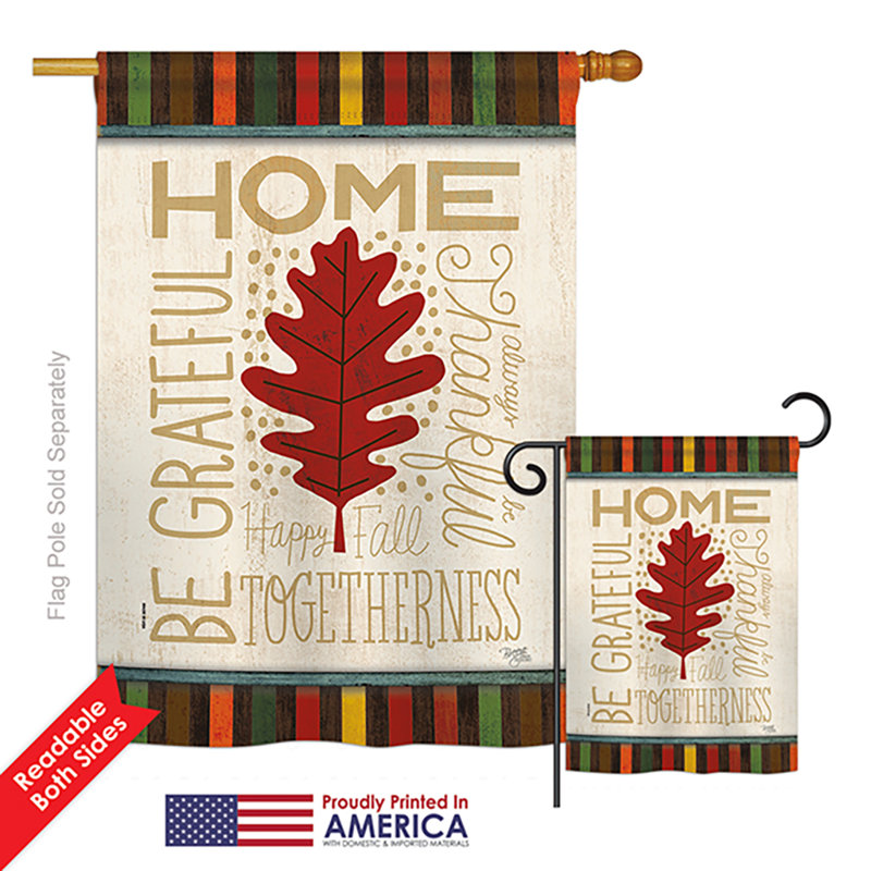 Ensemble de 2 drapeaux en polyester 2 côtés "home be-automne"