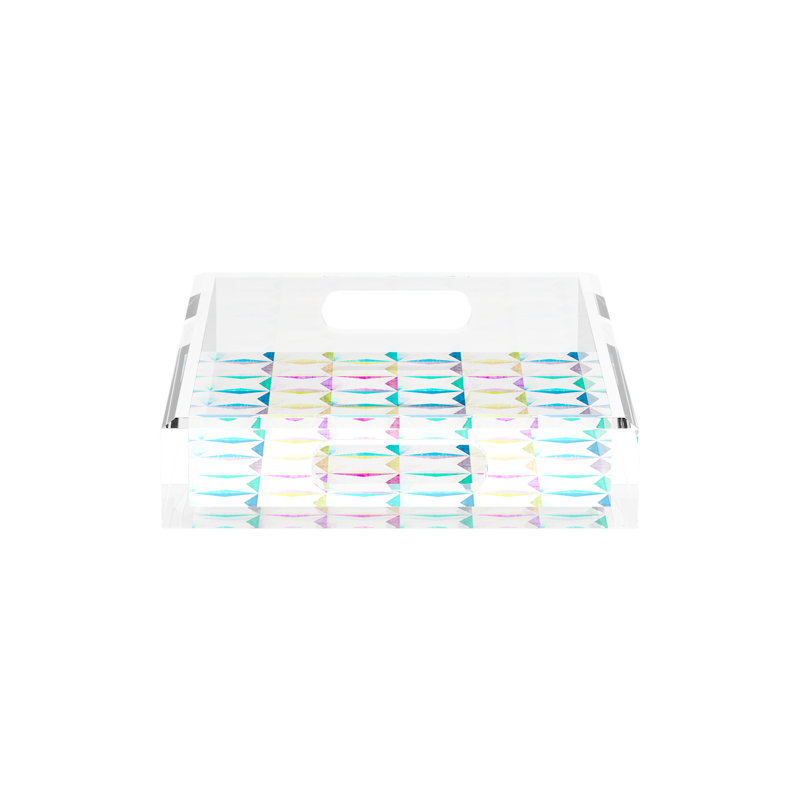 Truiq Happy Acrylic Rectangle Decorative Tray, 12.5"W x 7.75"D x 2"H