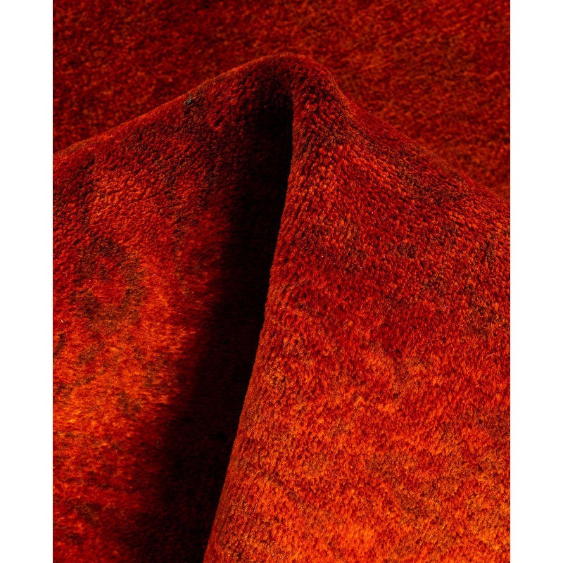 Tapis unique en laine 3 pi 3 po x 5 pi 10 po Huckstep Orange