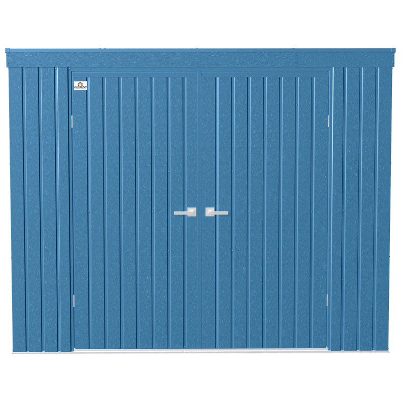 Elite 8 ft x 4 ft Blue Grey Galvanized Steel Storage Shed