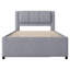 Lit gigogne double avec revêtement en lin gris - plateforme de taille Design flexible en gris. Construire. Aucun sommier tapissier requis. Aire de repos confortable