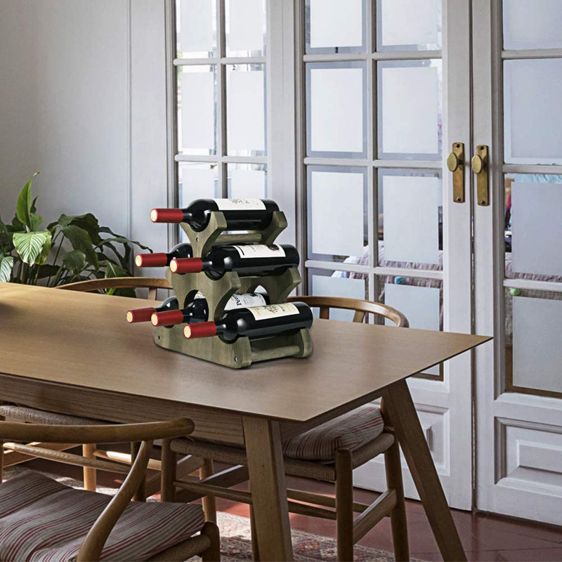 Support à vin de table en bois massif Amynicole, Vert olive