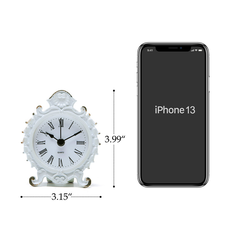 Analog Electric Tabletop Clock, White