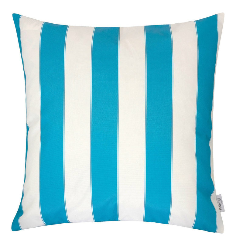 Coussin Horizon, Carré 20 po, Turquoise / rayé
