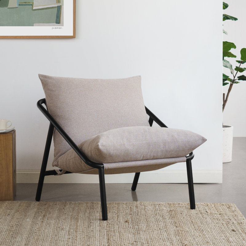 Ayatt Modern Metal Frame Sling Accent Armchair, Oatmeal 100% Polyester