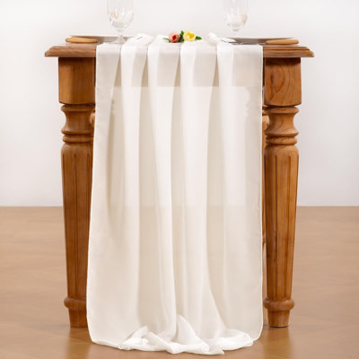 Ivory White Chiffon Table Runner Summer Boho Rustic 14Ft 29X170 Inches Wedding Runner Sheer Romantic Bridal Shower Decorations