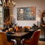 Art mural sur toile, masque blanc et lanterne ailée en texture cuivre-1776721003