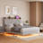 Full Floating Bed Frame with LED Lights & Charging Station, Upholstered Platform Bed with Storage Headboard, Solid Wood Slats Support, Noise-Free, No Box Spring Needed, Easy to Assemble-1299727930-1299727909
