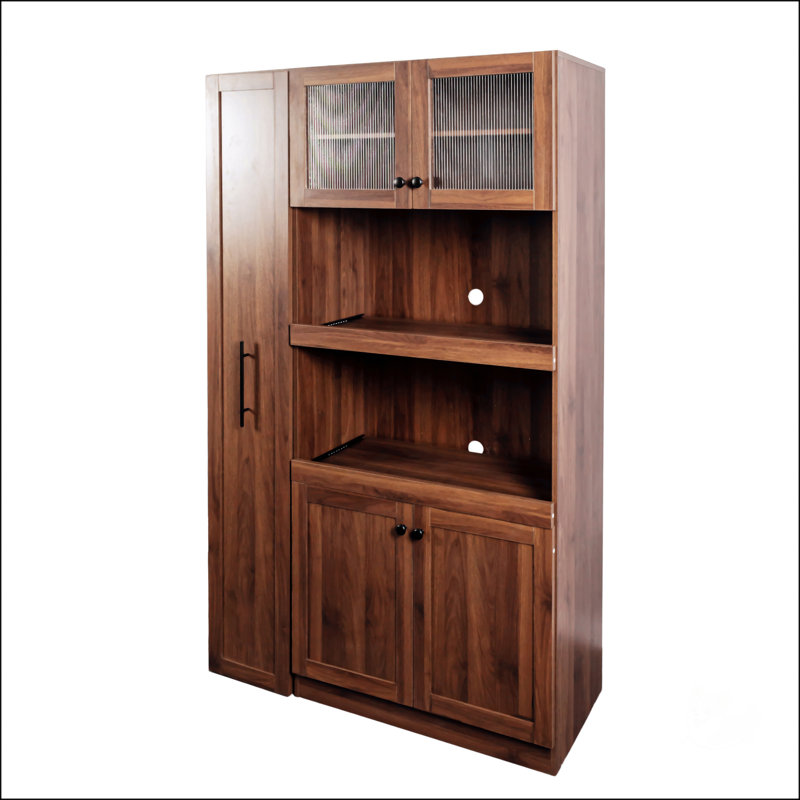 Kitchen Pantry Cabinet With Multi-Functional Pull-Out Multi-Tier Storage Shelf