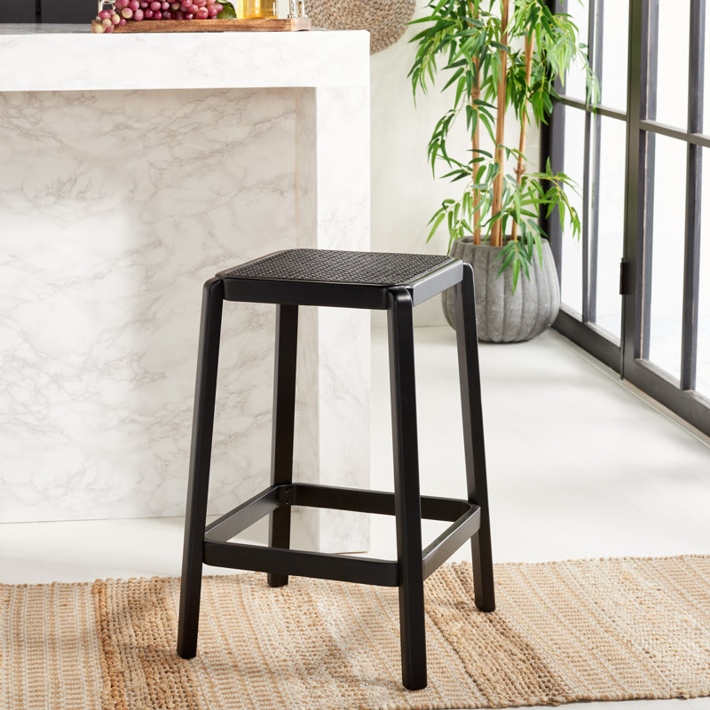 Bluebelle Counter Stool with Solid Wood Frame, Black, Counter Stool (25” Seat Height)