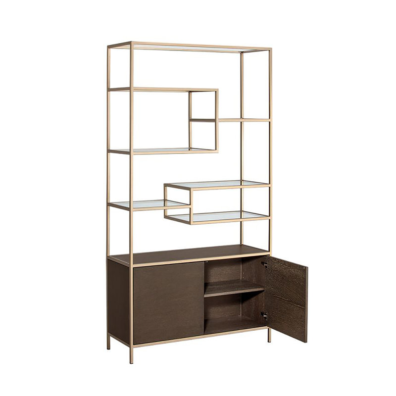Bibliothèque de rangement Cresha, Doré / ombre brute