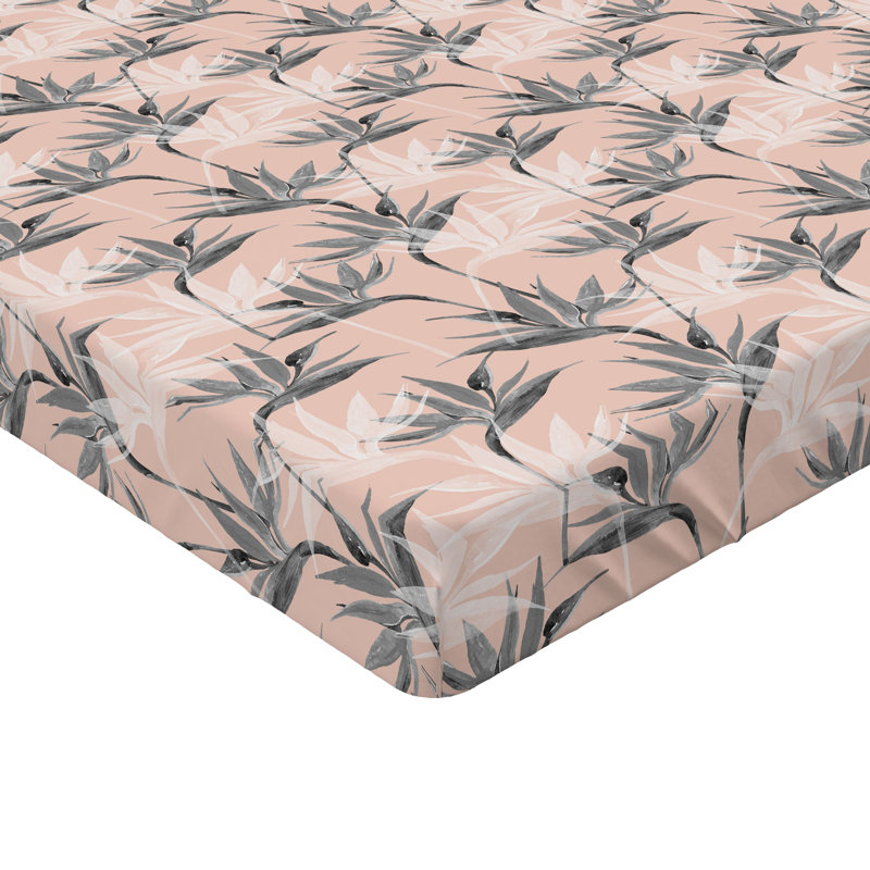 Drap-housse à motif floral Ambesonne, Rosé, bleu, ardoise / floral, Drap-housse simple TG