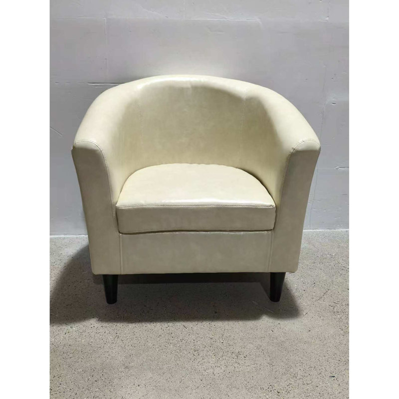 Fauteuil d'appoint demi-tonneau en similicuir avec repose-pieds