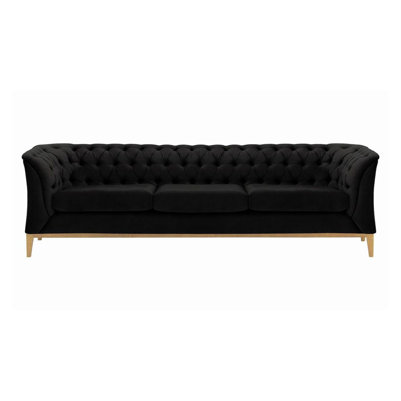 Burnham Velvet 3 Seater Sofa, Black
