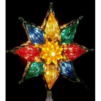 Décoration pour sommet de sapin en forme d'étoile à 8 pointes en cristal 8 "- lumières claires