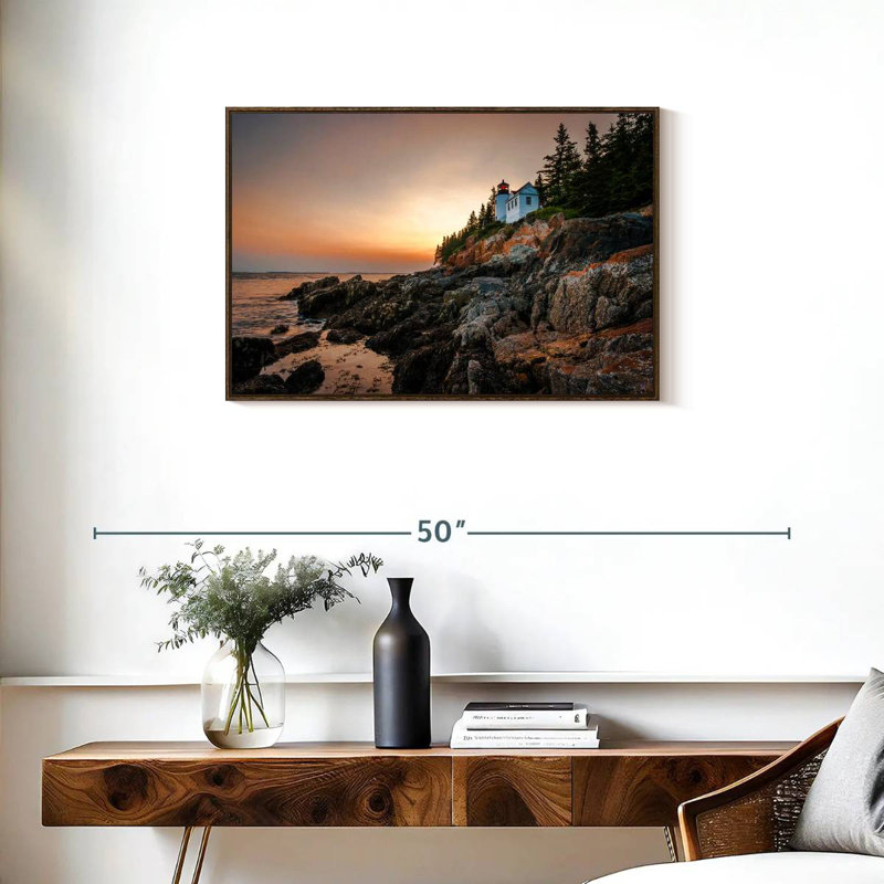 Phare de Bass Harbor, Cadre flottant noyer, 31 po x 21 po